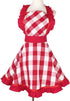 Violet Mist Red Plaid Vintage Apron for Women - Cute Ruffle Frilly Kitchen Apron, Retro 50s Style for Cooking