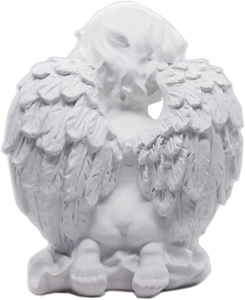 White Kneeling Praying Cherub Statue, Indoor Outdoor Home Garden Decoration, Angel Memorial Sculpture