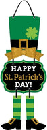 Festive Multicolor St. Patrick's Day Leprechaun Triple Sign - 19"x 8.5" - MDF Wall Decor with Glitter and Ribbon Hanger