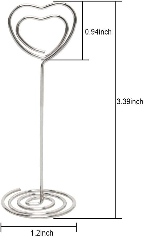 Table Number Card Holders, 25 Pack Heart Shape Picture Holders for Wedding Party, Office, Restaurant