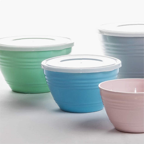 BINO Mixing Bowl Set with Lids, 4-Piece Versatile Plastic Bowls for Kitchen Mixing, Serving, and Storage