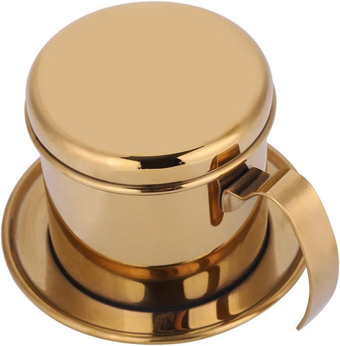 Stainless Steel Drip Coffee Filter Maker, Vietnamese Style Infuser, Ideal for Home/On-the-Go (Gold)