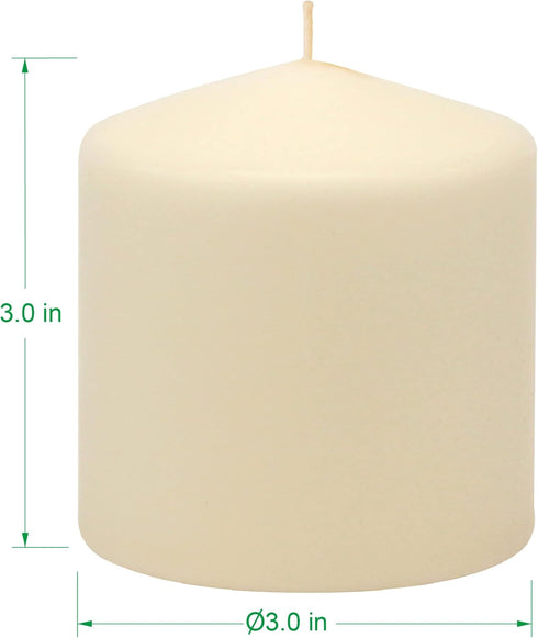 Stonebriar 6 Pack Tall 3 x 3 Inch 18 Hour Long Burning Unscented Ivory Wax Pillar Candles