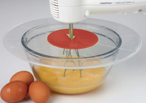 Dependable Industries Essentials 12" Mixing Bowl, Splatter Guard BPA FREE, Fits Most Mixers (Red)