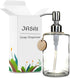 JASAI 16OZ Cylinder Glass Soap Dispenser | Rust Proof Stainless Steel Pump for Hand Soap, Kitchen