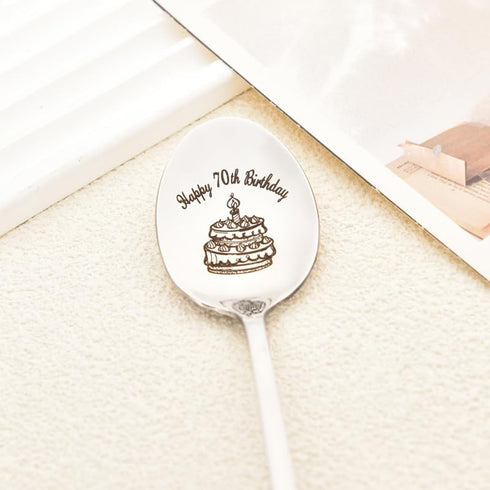 Happy 70th Birthday Gifts Spoon, Bday Gifts for Grandpa, 70 Years Old Presents for Men and Women