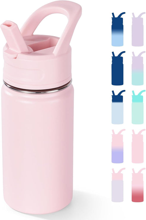 Fijinhom 12oz Kids Water Bottle for School, Toddler Bottles with Straws, Stainless