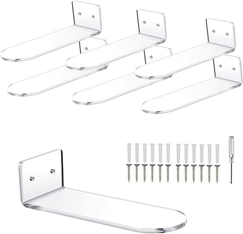 6 PCS Acrylic Floating Shoe Rack Wall Mount Display Shoe Rack Transparent