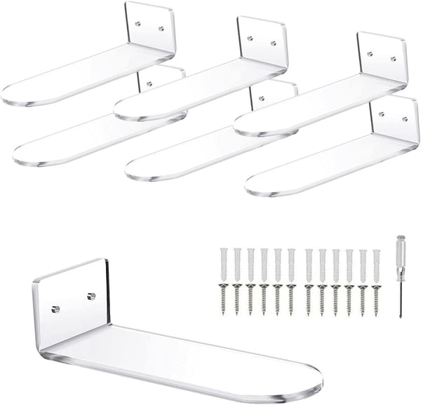 6 PCS Acrylic Floating Shoe Rack Wall Mount Display Shoe Rack Transparent