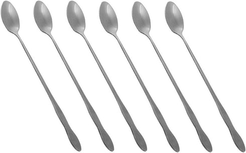 HornTide 6-Piece Mixing Spoon Set - 8-Inch Long Handle Spoons for Ice Cream, Cold Drink, Fruit Juice, Cocktail Stirring