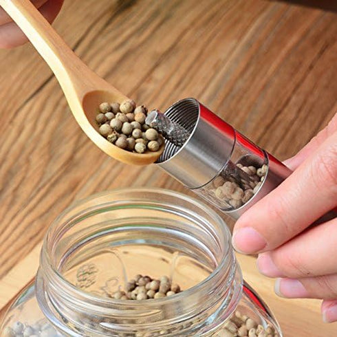 Salt and Pepper Grinder Set of 2, Stainless Steel Push Button Grinder for Black Pepper and Sea Salt
