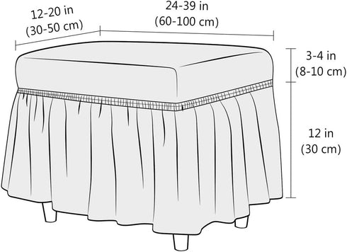 SZJIAHTM Lattice Stretch Ottoman Cover Soft Stretch Slipcover with Skirt Polyester Rectangle Footstool Modern Furniture