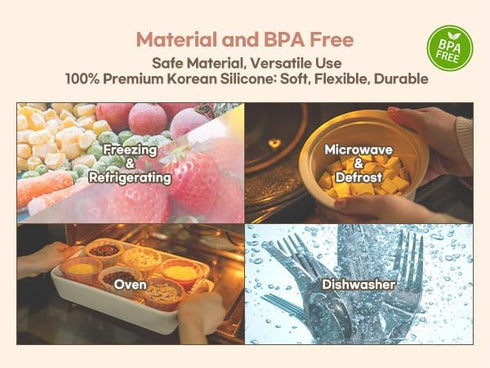 MOMOBIN Microwave Silicone Steamer for Baby Food, Easy Clean, Dishwasher & Oven Safe to 482°F, Korea Made (Creme
