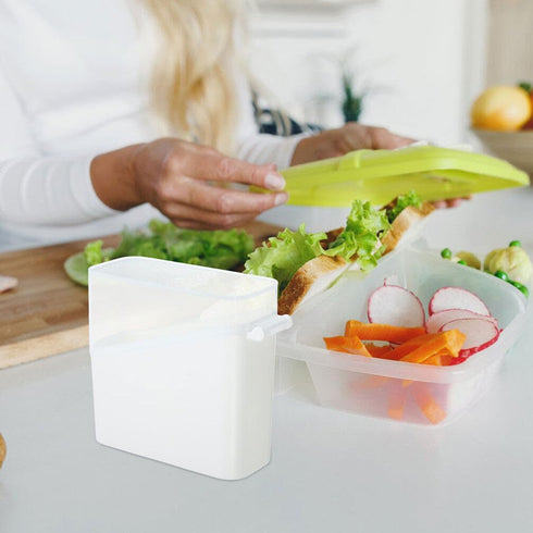 PRETYZOOM Cheese Slice Storage Container, 2pcs Sliced Cheese Saver Box with Clear Flip Lid Plastic Air Tight Cheese Holder Tea Bag Keeper Fridge Bins White