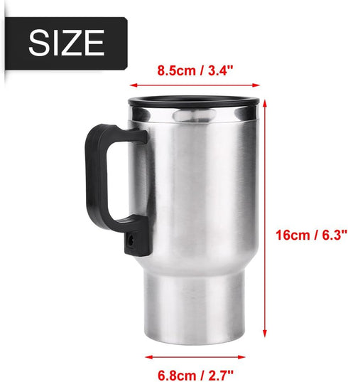 12V Electric Cup for Car, Stainless Steel Travel Heating Cup for Coffee Tea (12V 450ml)