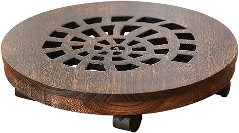 SINOBEST Wood Plant Caddy, Heavy Duty Rolling Planter Dolly With Rotating Casters, Movable