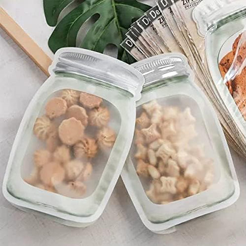 Enkrio 20 PCS Mason Jar Zipper Bags, Reusable Food Storage Bag for Snack, Airtight Zipper Sealed