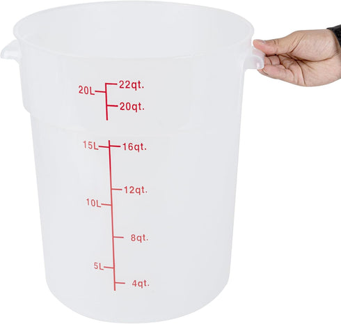 Restaurantware-Met Lux 22 Quart Food Storage Container - Translucent Storage Container with Red Volume Markers