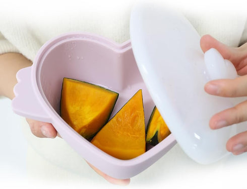 Lovely Heart Shaped Microwave Silicone Steamer for Baby, Small (500ml) Food Storage Containers in Lavender
