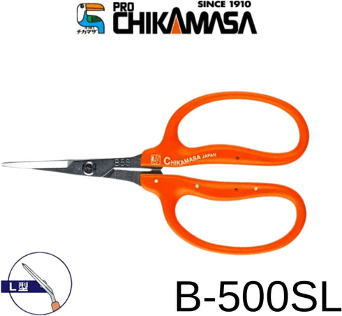 Chikamasa B-500SL Stainless Steel Grape Care Shears, L-Shaped