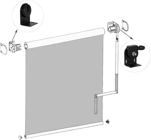 Crodless Bracket, Universal Replacement Installation Accessories for Indoor/Outdoor Sunshade and Roller Blinds, Black