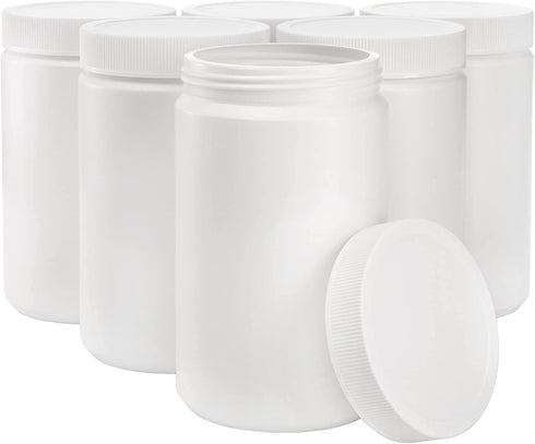 6 Pack 33 Oz 1 DEAYOU Plastic Mason Jars, Quart Ice Cream Containers with Screw Top Lid, Plastic Freezer Jar Reusable