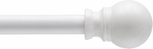 Kenney KN55250 Davenport Ball End Petite Café Decorative Curtain Rod, 28-48" Adjustable, White