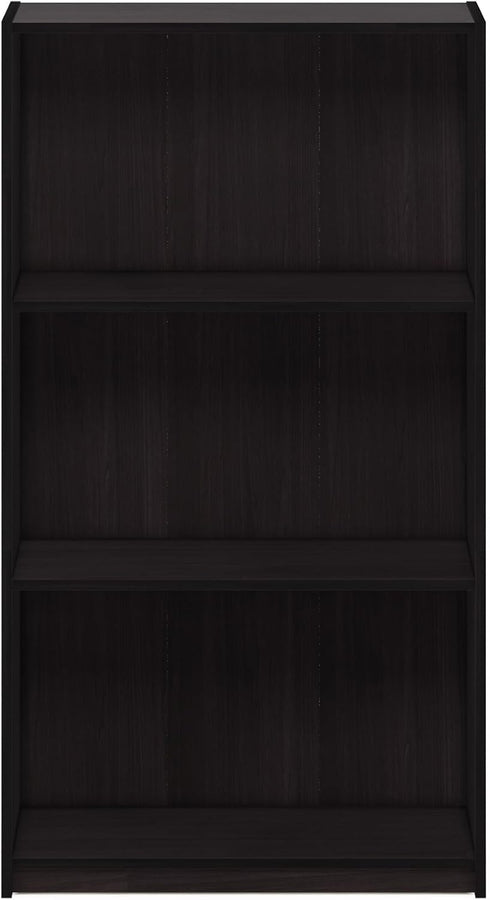 Furinno Basic 3-Tier Bookcase Storage Shelves in Dark Walnut