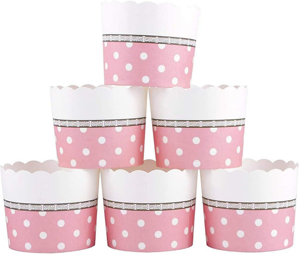 Webake Large Paper Baking Cups, 6oz Jumbo Cupcake Muffin Cases, Set of 25 Pink Liners for Valentine's Day