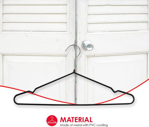 Home Basics Chrome Hangers, PVC Coated, Non-Slip Garment Hanger for Closet Organizer, Pack of 10, Black