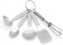 Mini Stainless Steel Kitchen Tool Set with Keychain(3.5"),Set of 5,Includes Whisk, Spatula, Spoon, Skimmer,Soup ladle
