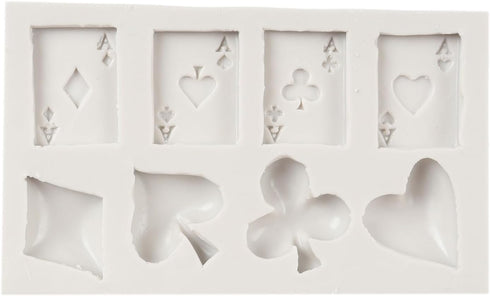 Poker Silicone Molds, Playing Cards Hearts Diamonds Spades Clubs Fondant Mold for Cake Decoration