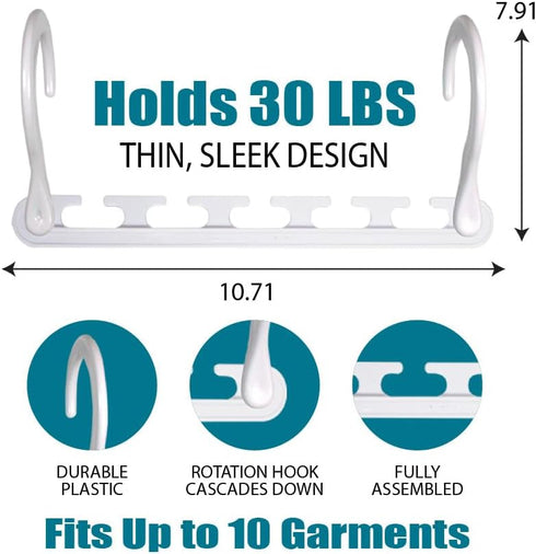 Max Pack of 10 Closet Organizer, Space Saving for Wrinkle-Free Clothes, Compact Closet Organization & Storage, Fully Assembled Hanger Back to School Closet Organizer - White by Wonder Hanger