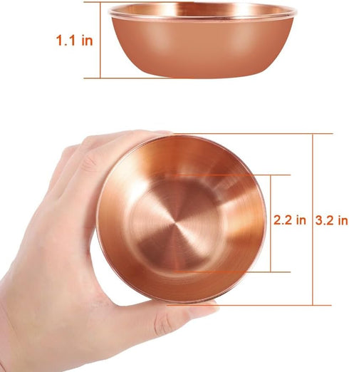 8 Pack 3.2inch Stainless Steel Sauce Dishes Mini Individual Saucers Bowl Round Seasoning Dishes Sushi Dipping Bowl Appetizer Plates, Rose Gold by Amytalk