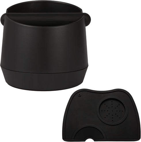 6 Inch Large Capacity Espresso Knock Box Tamping Mat, Espresso Machine Accessories Set of 2 with Removable Knock Bar