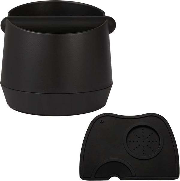 6 Inch Large Capacity Espresso Knock Box Tamping Mat, Espresso Machine Accessories Set of 2 with Removable Knock Bar