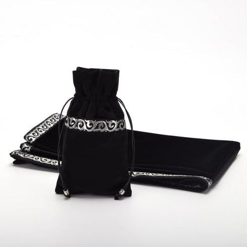 BLESSUME Black Altar Tarot Table Cloth Velvet Square Divination Wicca with Tarot Pouch