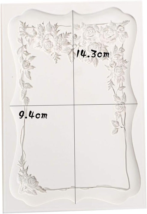 HiParty Rectangle European Queen Rose Frame Silicone Fondant Mould Cake Decorating Tool for Chocolate Gum Paste and