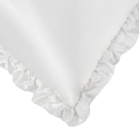SiinvdaBZX Ruffled Queen Satin Pillowcase Set of 2, Ivory White Silky Satin Pillow Cases for Women, Ruffle Pillow Shams