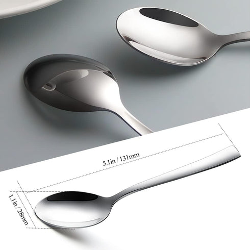 6-Piece Demitasse Espresso Spoons,5.1-Inch Mini Coffee Spoons Stainless Steel Small Spoons Mini Espresso Spoon for Dessert Ice Cream
