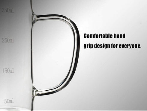 DEVILMAYCARE Glass Beaker with Handle and Lid - Measuring Cup for Easy Visibility, 12 Oz (350ML)