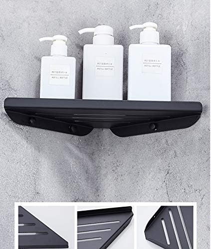 YISMAN 304 Lavatory Bathroom Corner Stainless Steel Shelf Wall Mount Triangular Shower Corner Shelf,Black