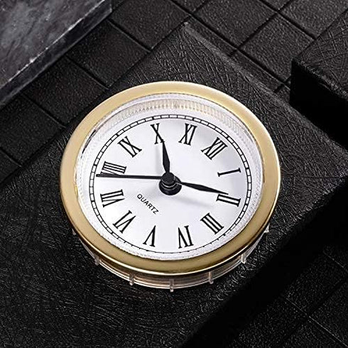 Hicarer Mini Quartz Clock Insert | 2.4 Inch (61 Mm) Round Clocks Head | Roman Number Replacement Movement, White Face