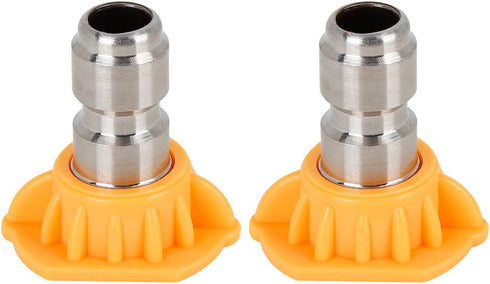 X AUTOHAUX 2pcs 15 Degrees Pressure Washer Spray Nozzle Tip, 0.05'' Quick Connector High Pressure Nozzle Yellow for Car