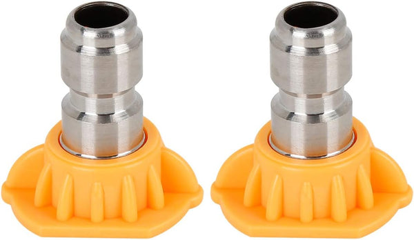 X AUTOHAUX 2pcs 15 Degrees Pressure Washer Spray Nozzle Tip, 0.05'' Quick Connector High Pressure Nozzle Yellow for Car