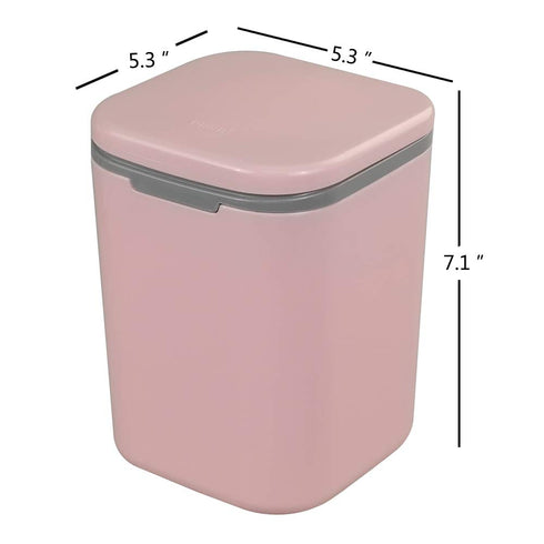1/2 Gallon Tiny Countertop Trash Can, Push-Button, Pink