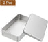 uxcell 2Pcs Metal Tin Box Containers, 7.1x4.3x1.6 Inch Silver Mini Portable Hinged Tins Box with Lid for Home Storage
