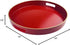 13 Inch Red Decorative Tray, Serving Tray with Handles, Round Decorative Tray for Coffee Table, Plastic Tray