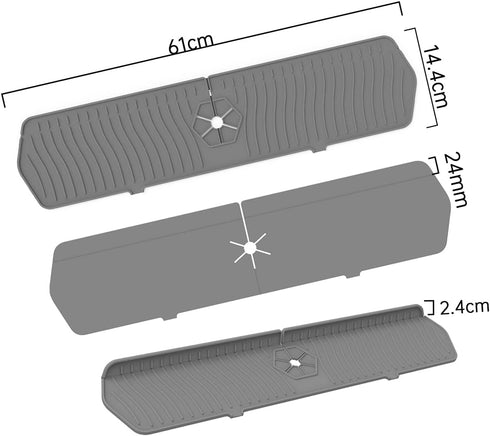 Kitchen Faucet Sink Splash Guard, 24" x 5.6'' Silicone Water Catcher Mat for Countertop, Draining Pad for Bathroom and