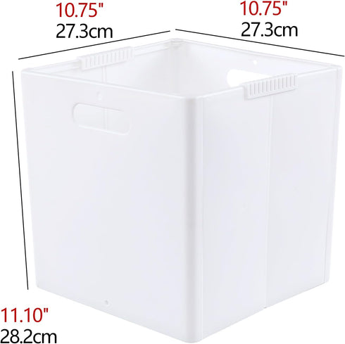 4-Pack Collapsible Plastic Storage Cube Bins, White Foldable Storage Bins